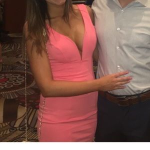 Windsor Coral Wired Plunge Mini Dress